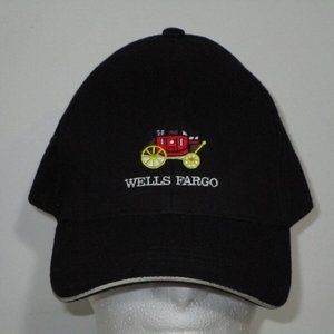 Vintage Wells Fargo Bank  Cap Adjustable Logo Embroidered Black NEW Unworn #365